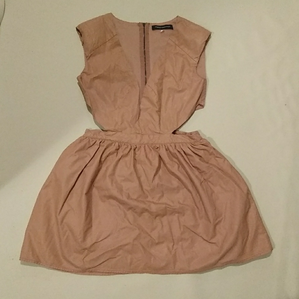 FX Soft pink/blush faux leather cutout mini dress